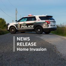 News Release Template featuring DPD police car blocking a roadway