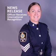 News Release template featuring image of Sgt. Katie Garcia in dress uniform