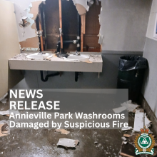 Photo of damage in Annieville Park washroom as a result of fire