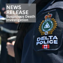 Delta Police Shoulder Flash with News Release template information over top