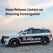 Image of Police Car with text announcing updated information related to a shooting investigation