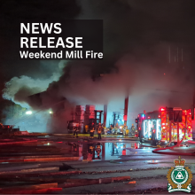 Mill fire scene at 9300 block Alaska Way, Delta. Delta Fire Department, Delta Police Department, no injuries. Investigation ongoing.