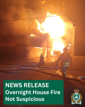 News Release - House Fire Determined Not Suspicious